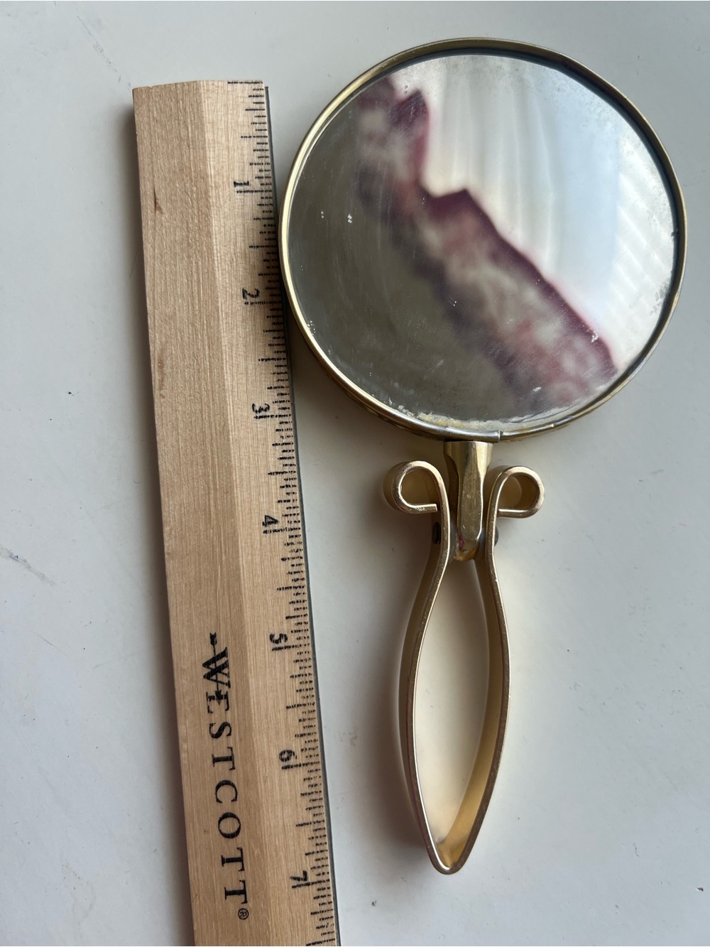 Vintage Gold Tone Hand Mirror Black Scroll Vanity Dresser Mirror Unmarked - Picture 3 of 6